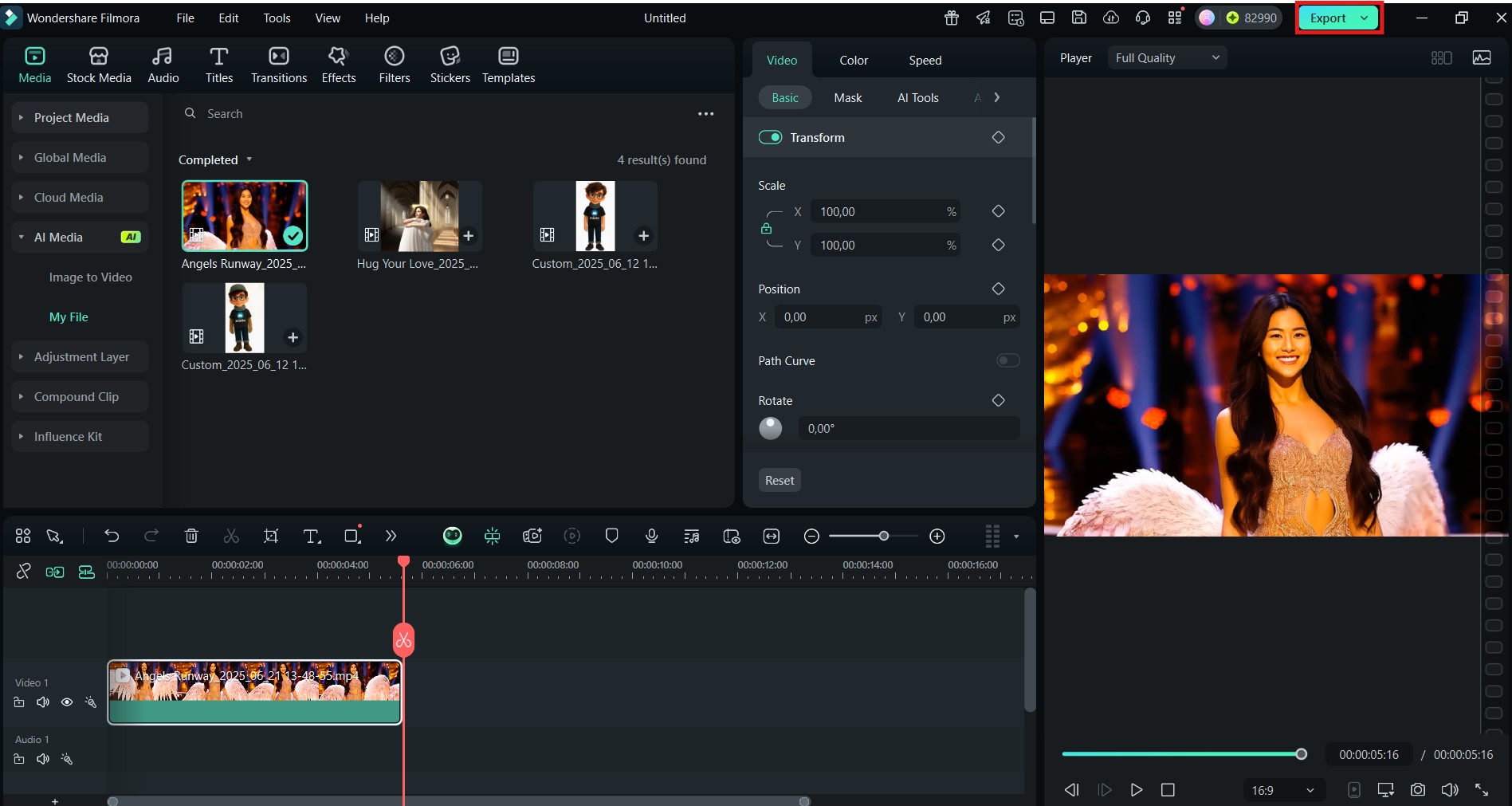 edit and export ai walking result