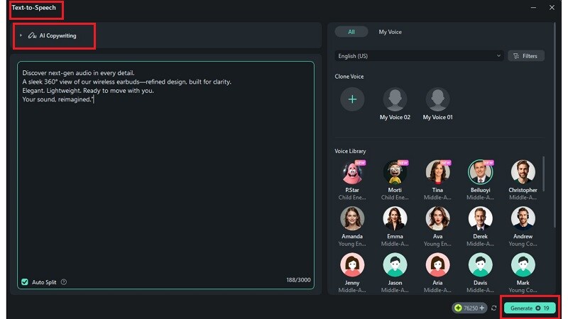 use ai text to speech feature