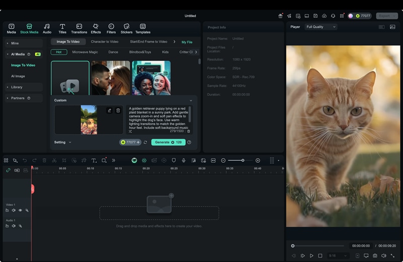 upload imagen image to filmora ai image to video