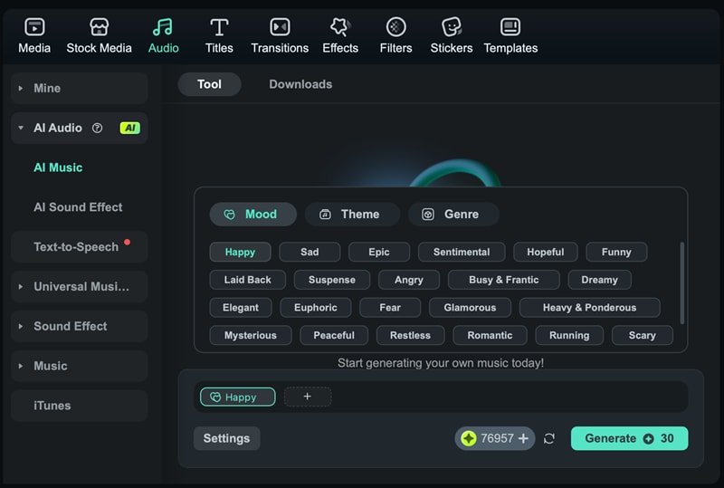 add music in filmora