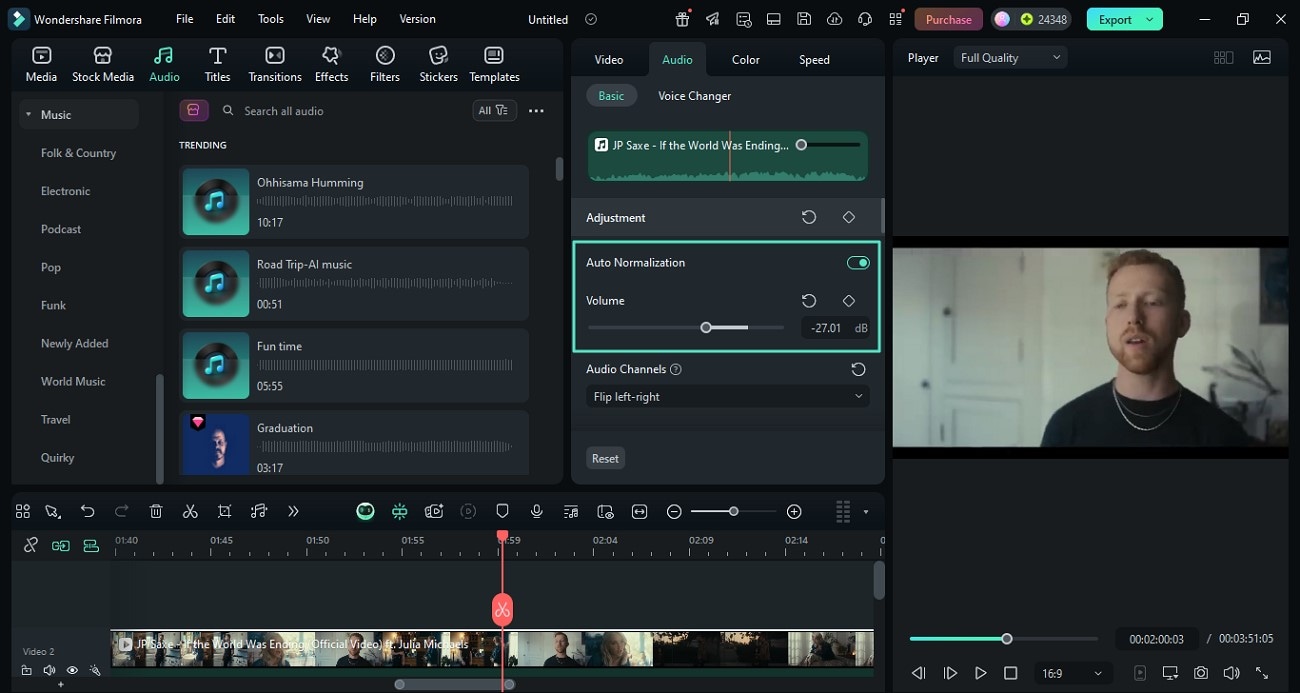 audio normalize filmora sliders