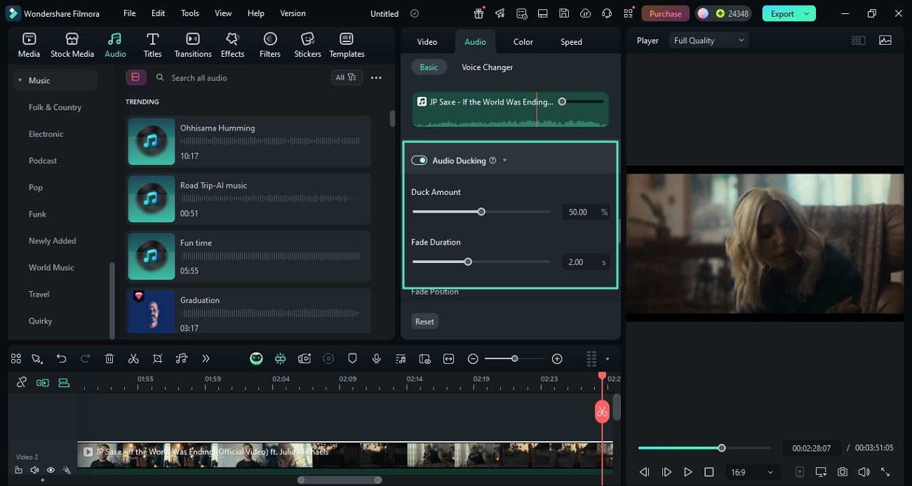 perform audio ducking reduce audio clipping