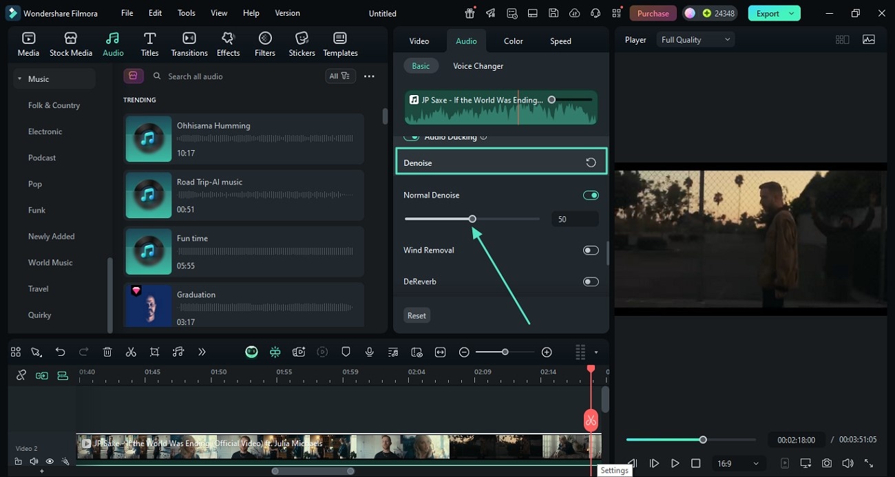 adjust normal denoise slider
