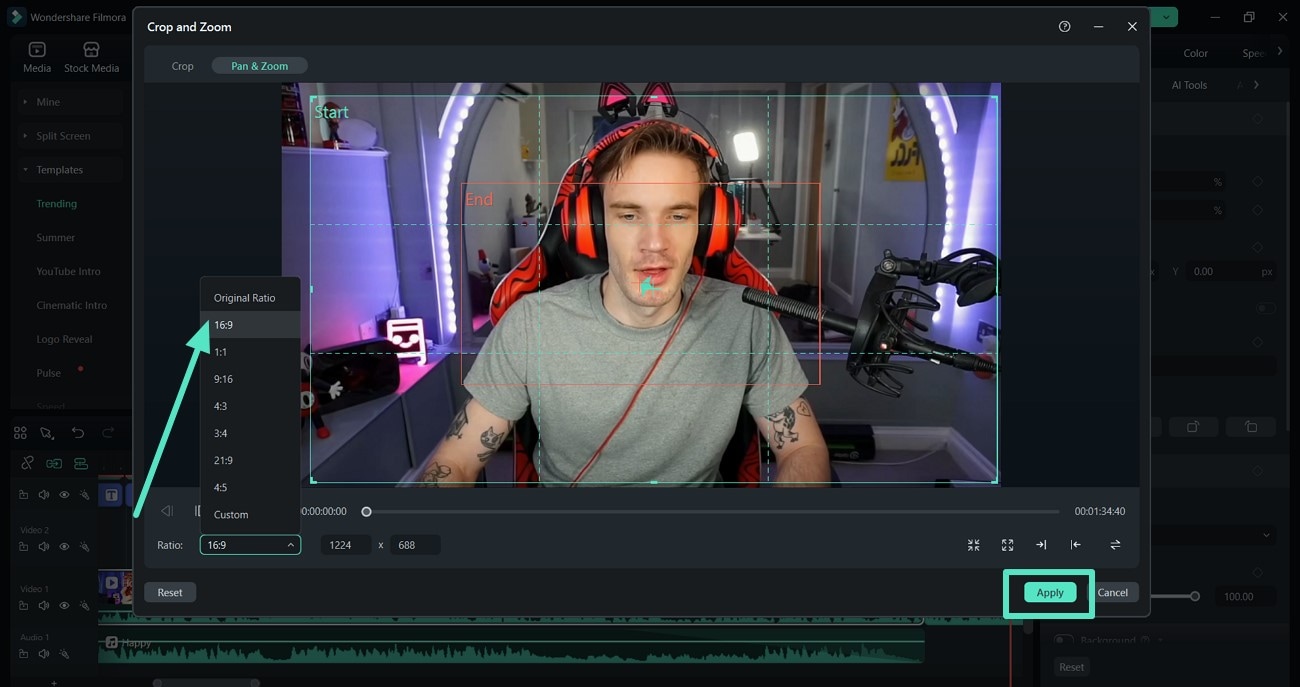 zoom vlog and apply aspect ratio