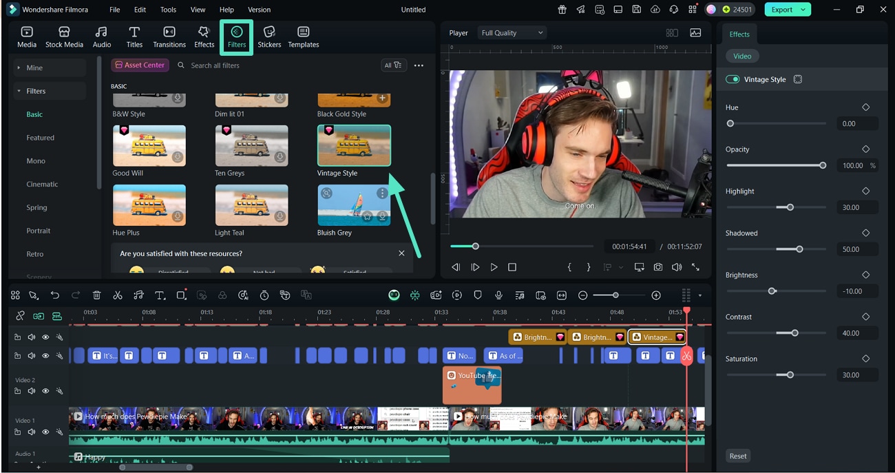 apply filters for vlog