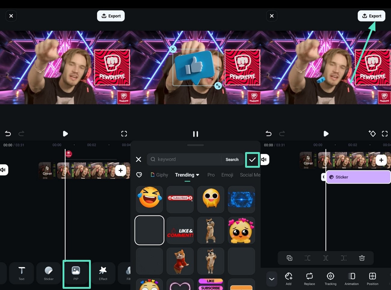 add cta and export filmora vlog