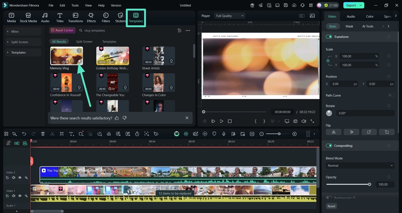 utilize vlog templates filmora