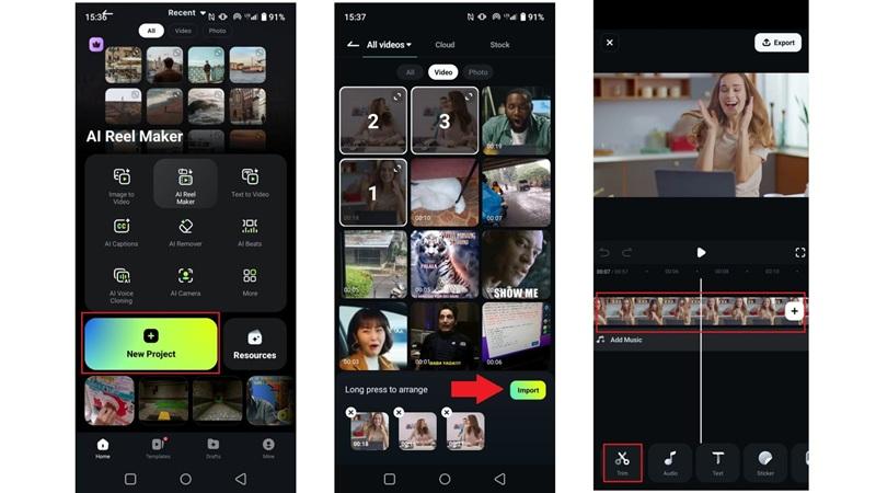 import parody clip to filmora mobile