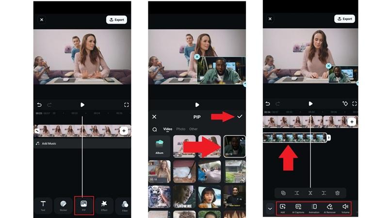 apply picture in picture reaction footage