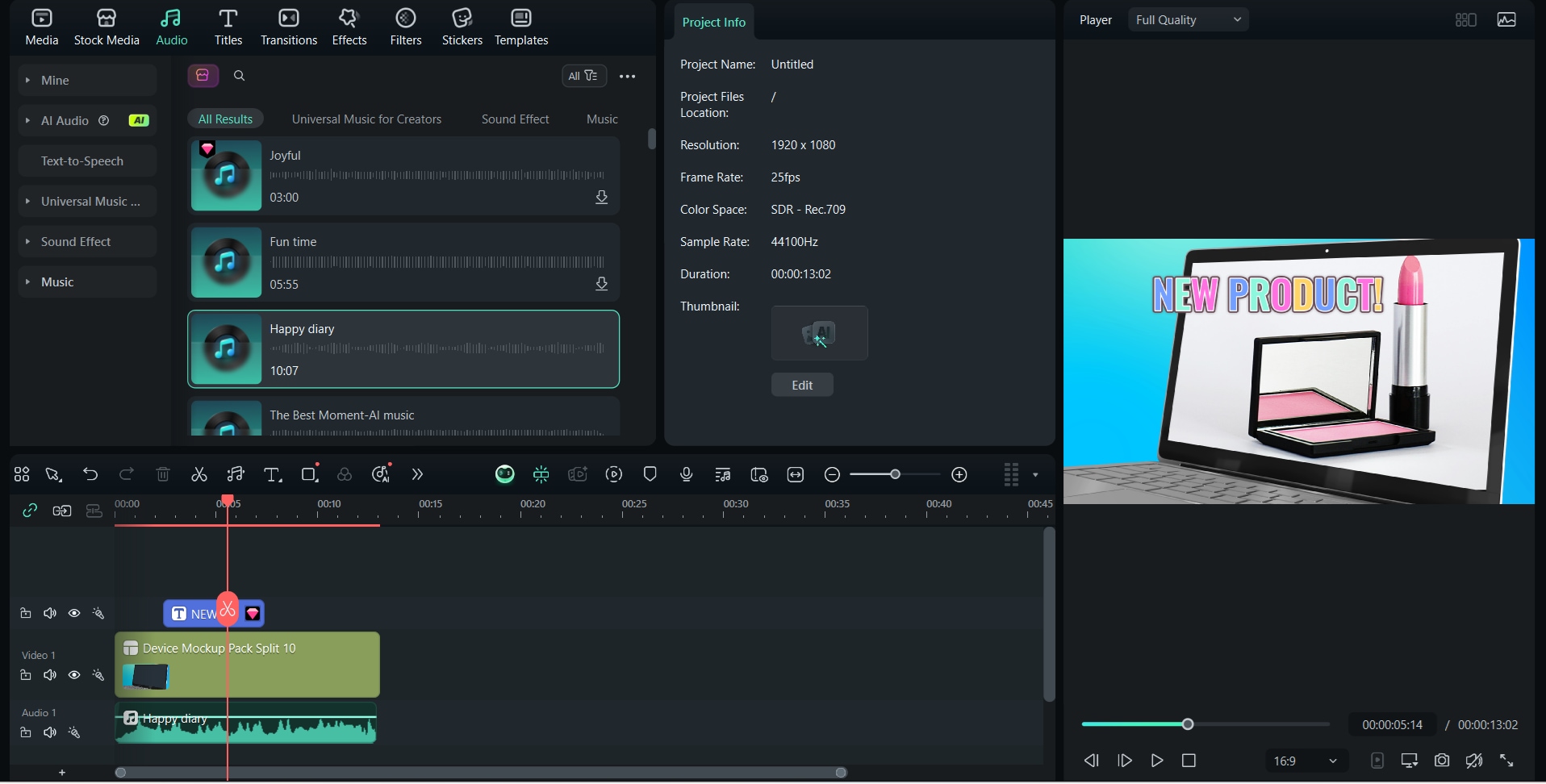 add music and text