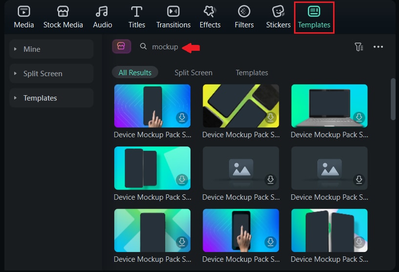 mockup templates in filmora