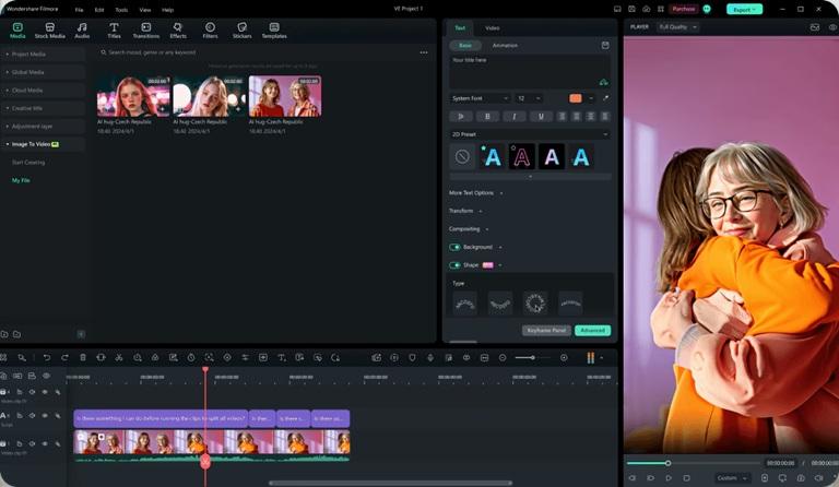 wondershare filmora editing interface