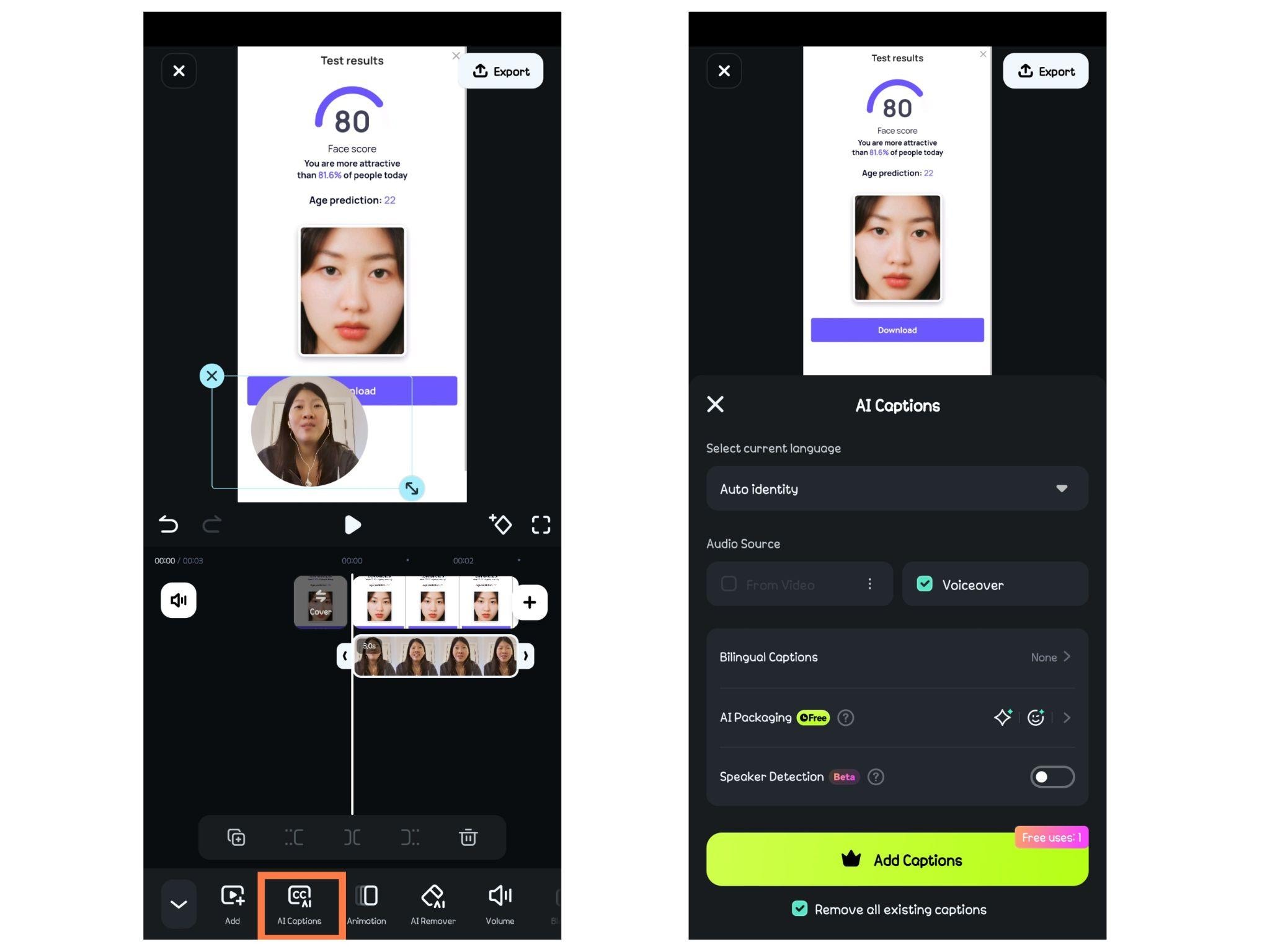 add ai captions