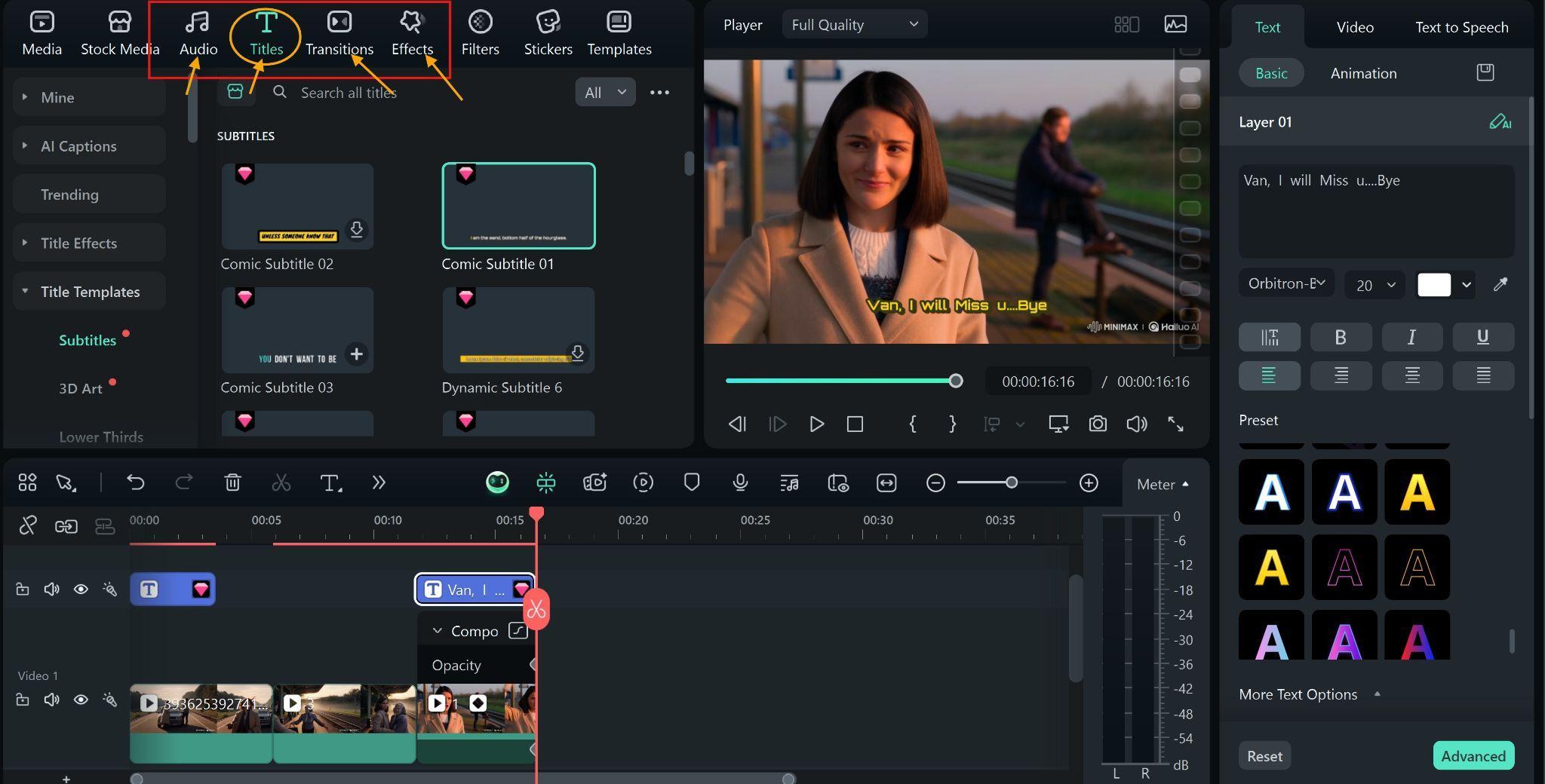 add transition and subtitles