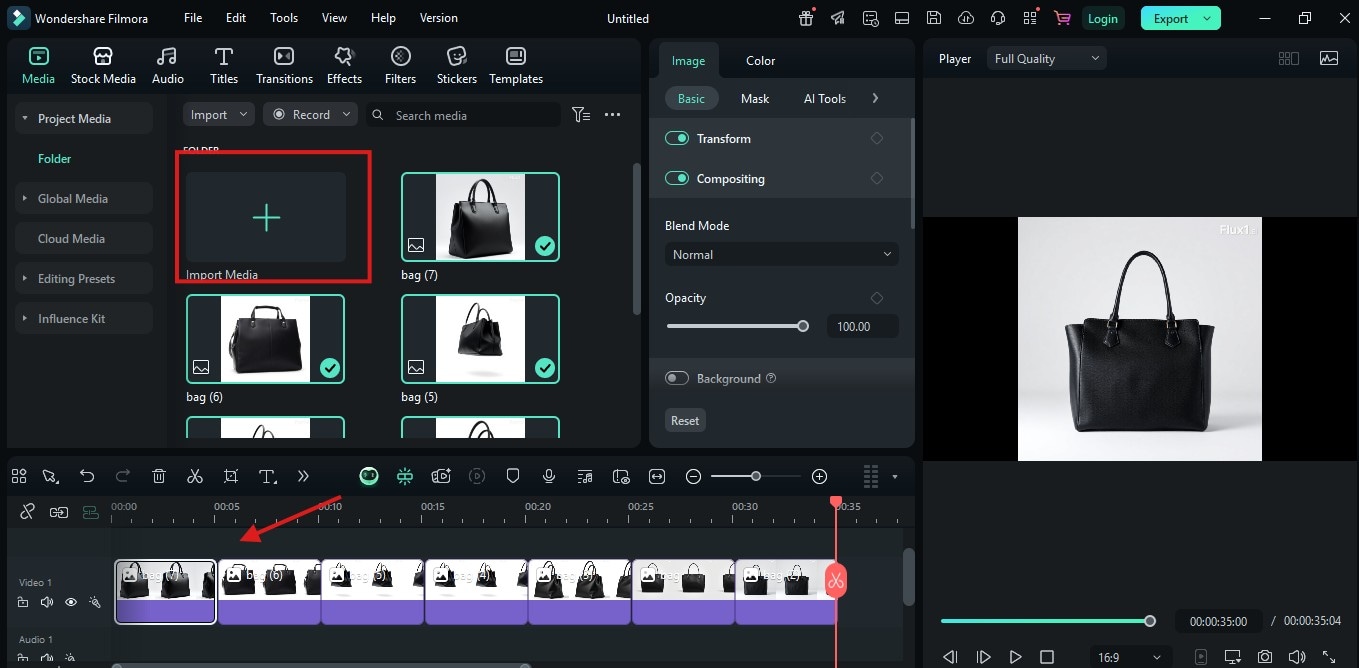 arranging files on timeline