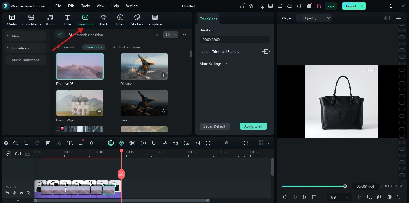 adding transitions to clip