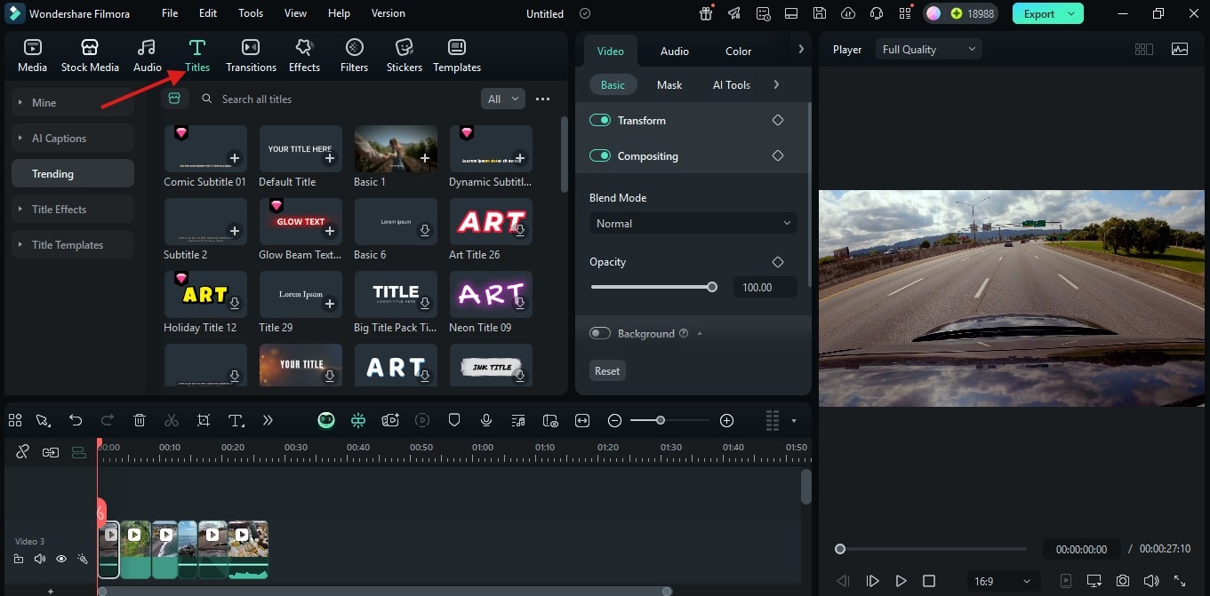 adding titles on timeline