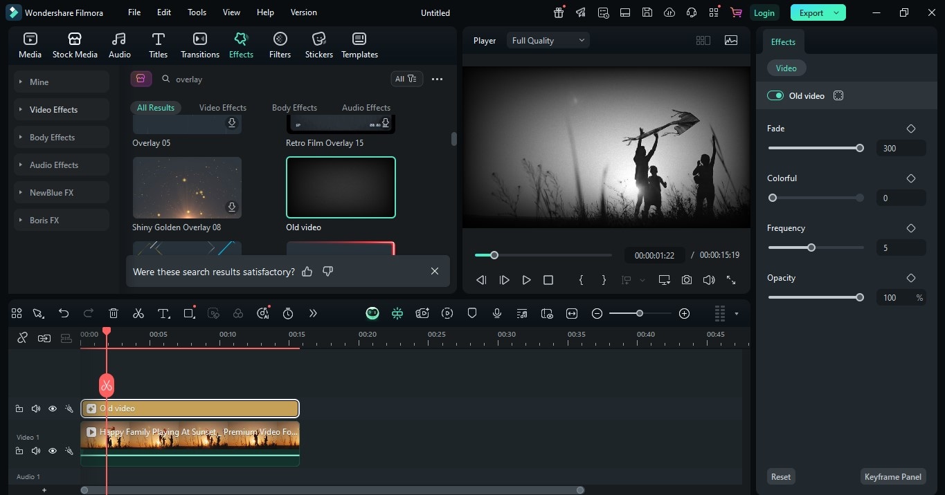 add your video and chosen overlay to timeline