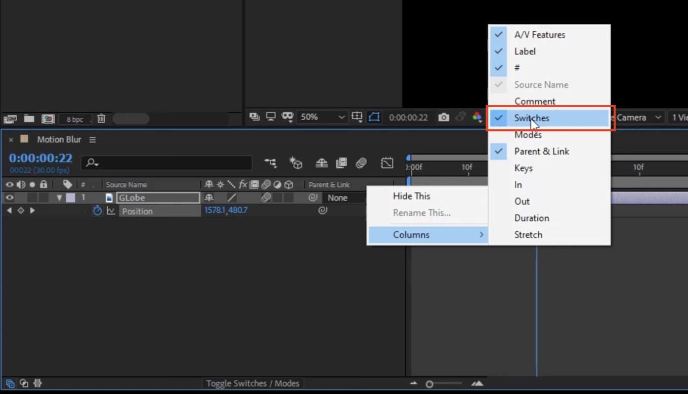 click switches if the layer isn’t visible