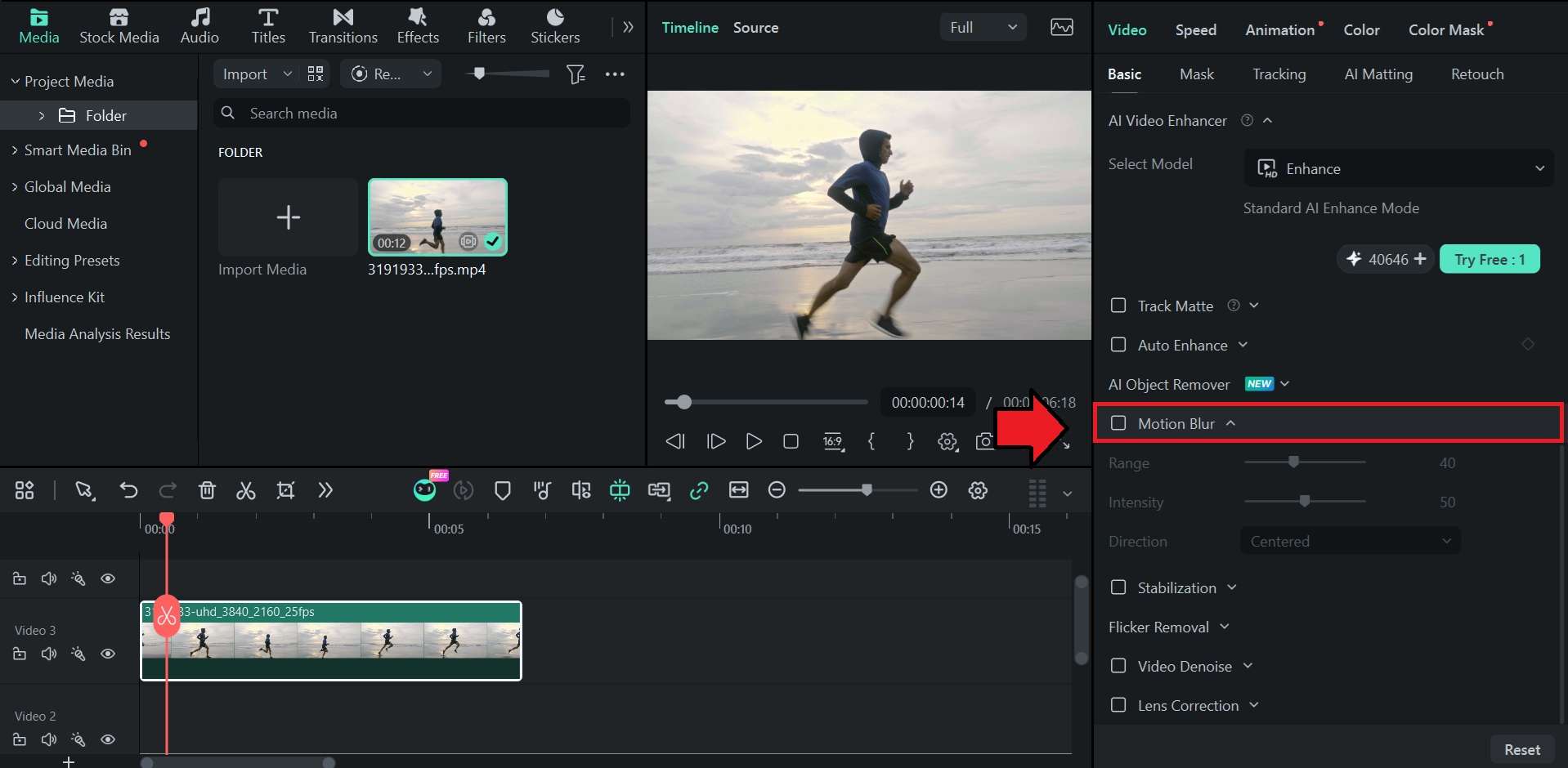 turn on motion blur