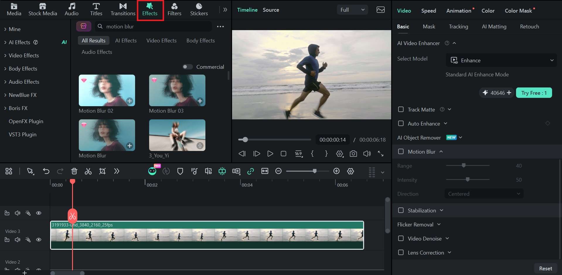 search for motion blur effects