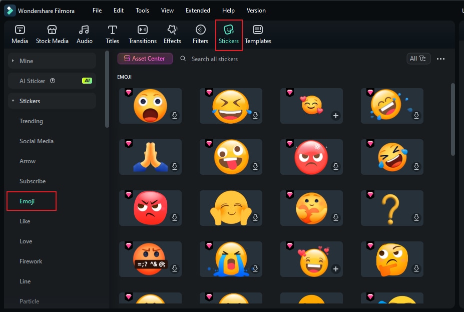 Filmora emoji resources