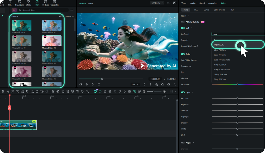 Select or Import a LUT