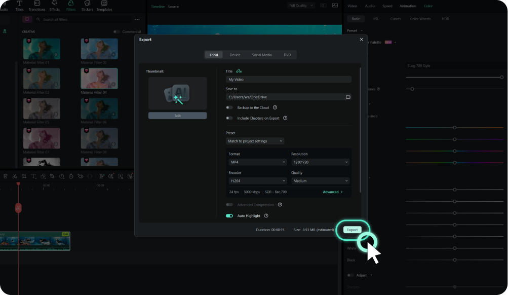 Preview and Export