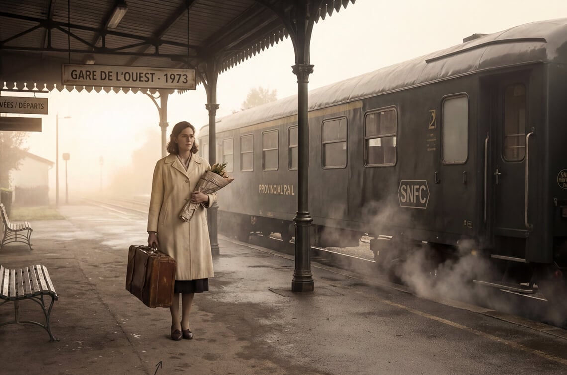 Veo 3.1用 入力画像（ヴィンテージ駅のシーン）