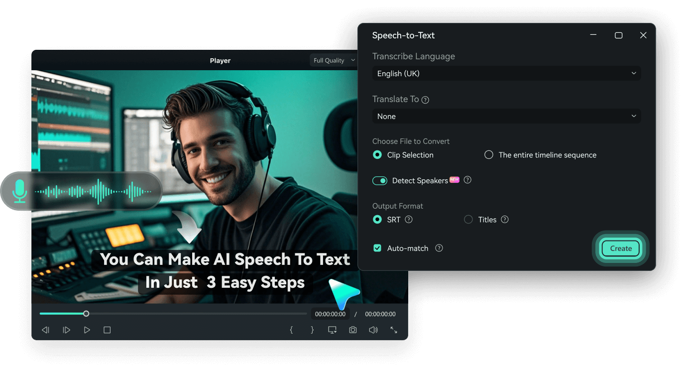 start using filmora ai speech to text