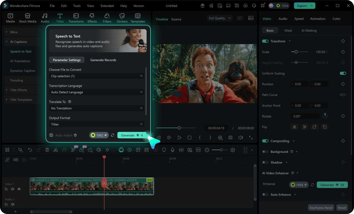 import video file to add captions