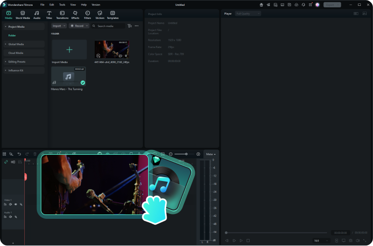 add video and audio tracks to timeline
