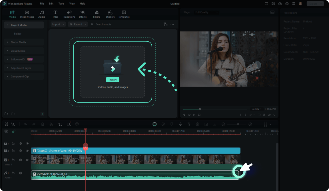 importare file multimediali su filmora