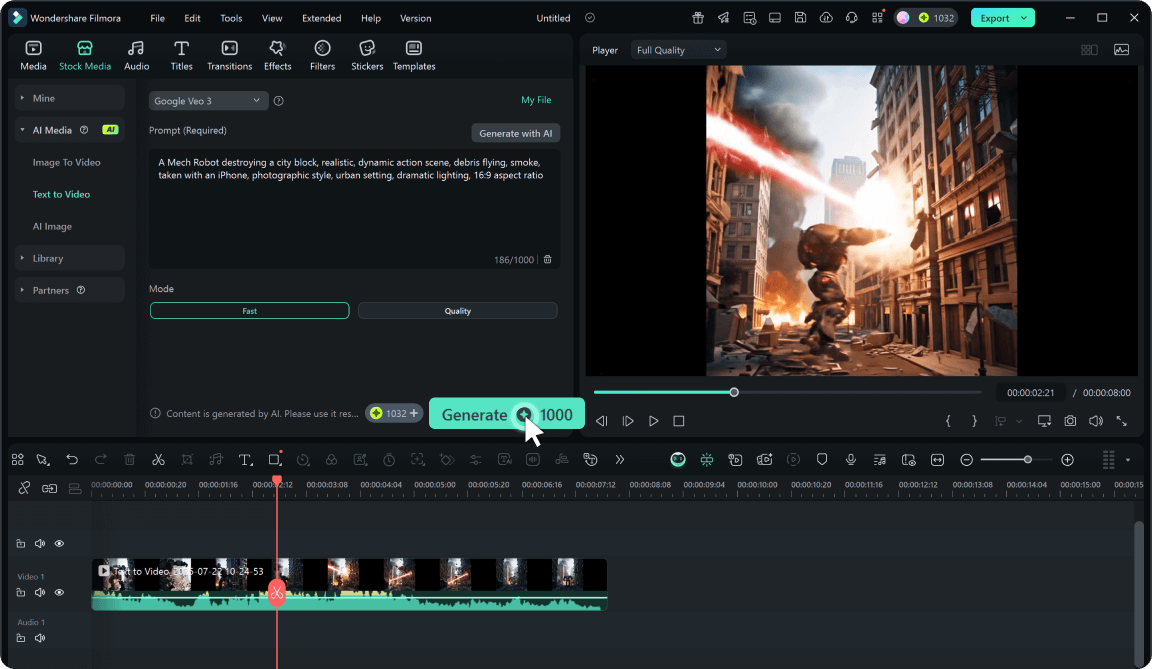 generate ai video with veo 3 mode