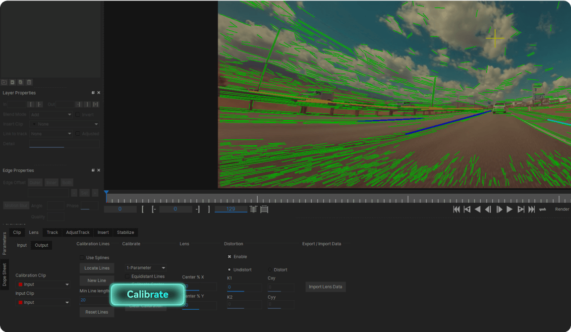 choose distortion type like barrel, fisheye or anamorphic