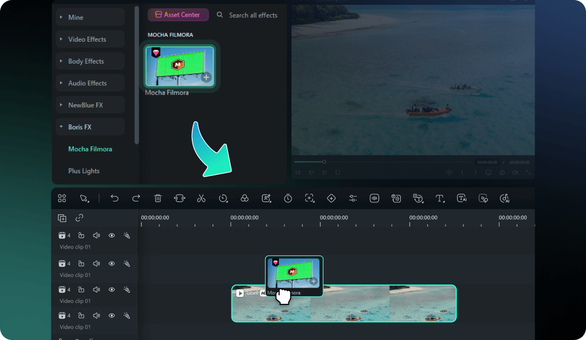 apply mocha plugin to video clip