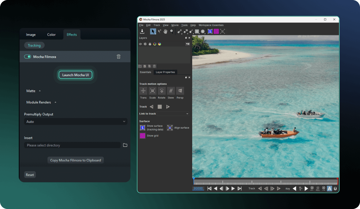 launch mocha tracking interface