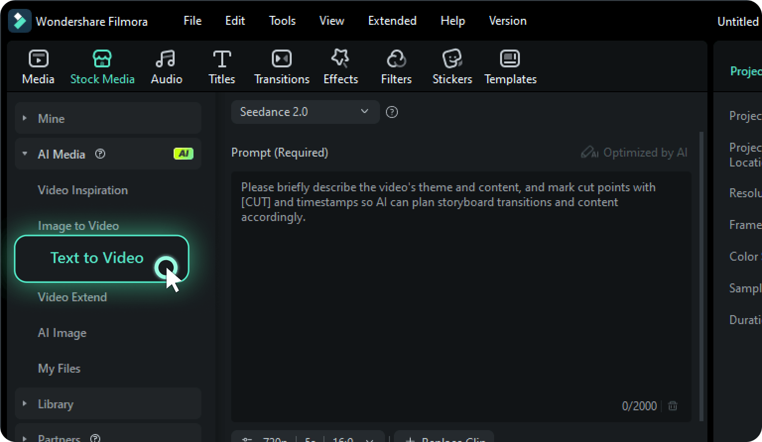 Access the Text-to-Video Tool