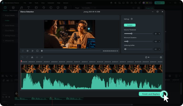 export video or audio with silence deleted