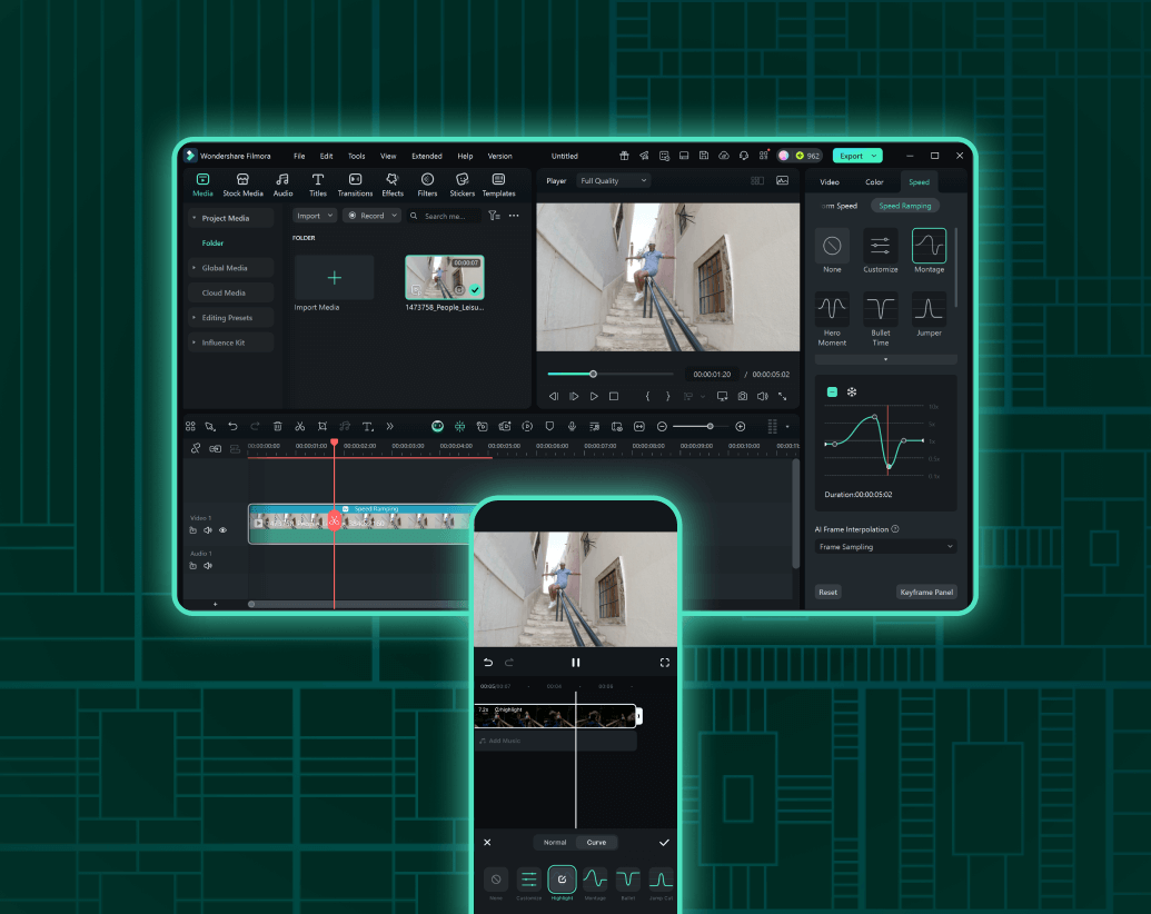 speed ramping video editing software and app
