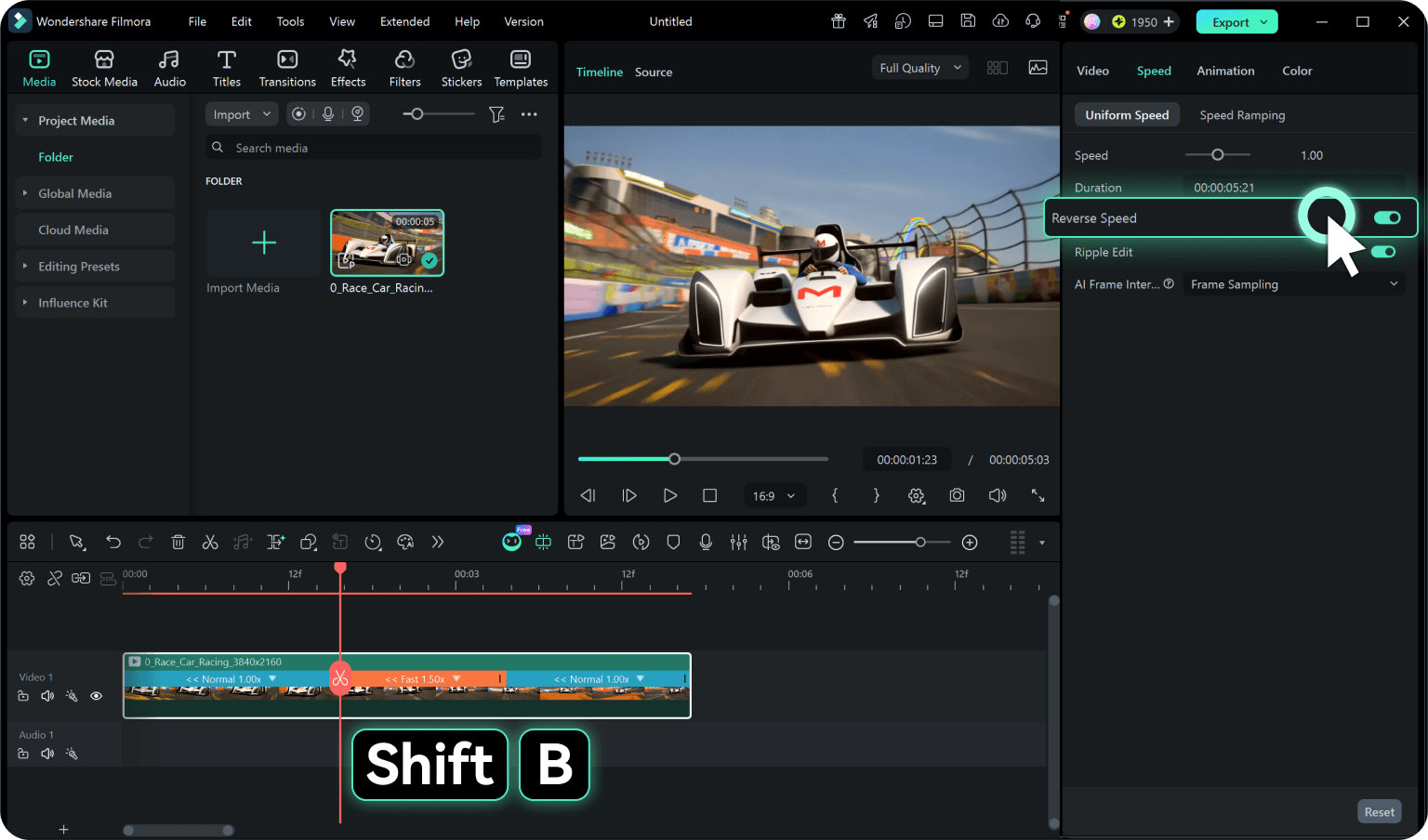 refine the speed ramp effect and export