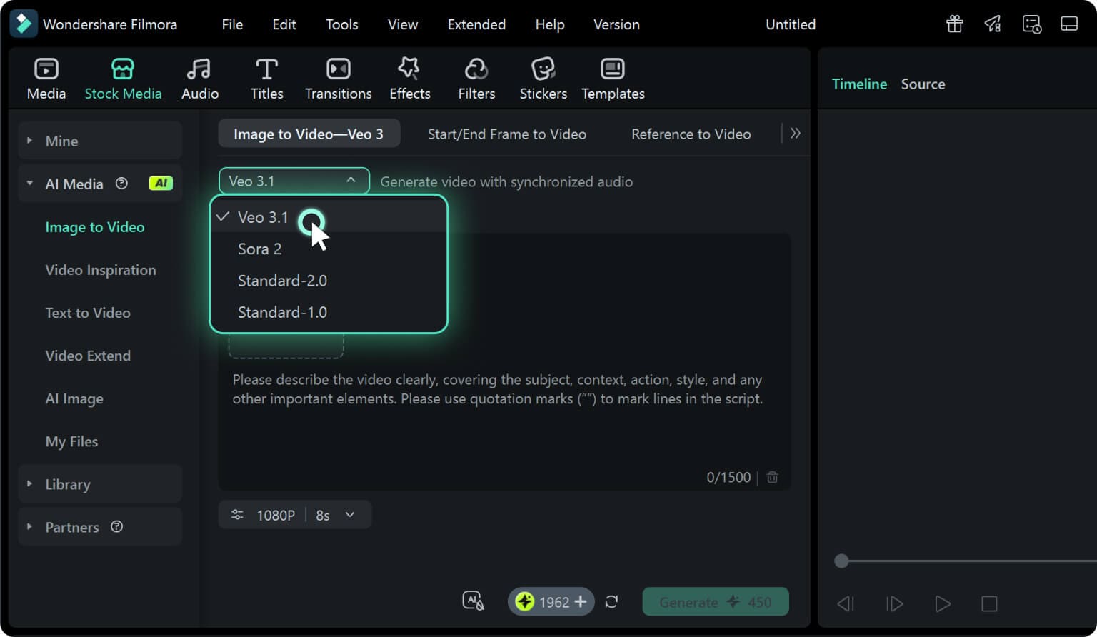 choose google veo 3.1 quality