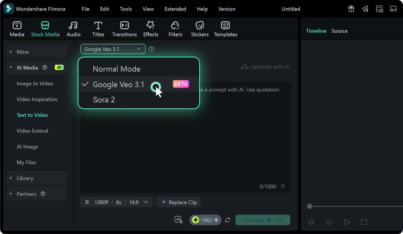choose veo 3.1 model