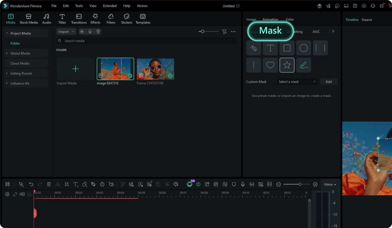 mask footage filmora