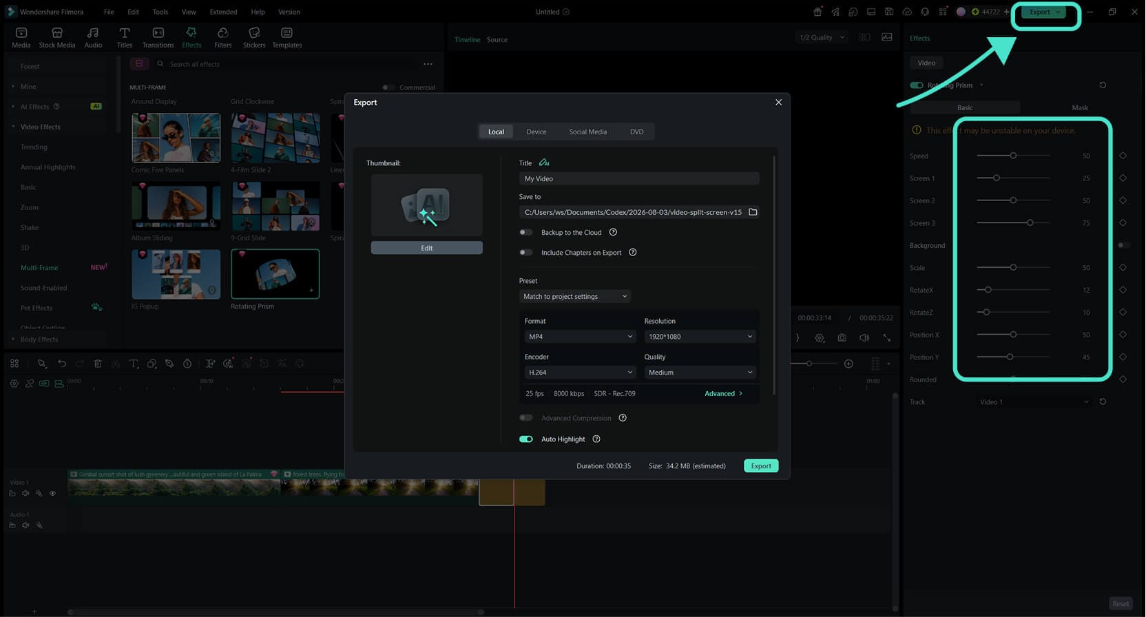 Adjust the Effect and Export 