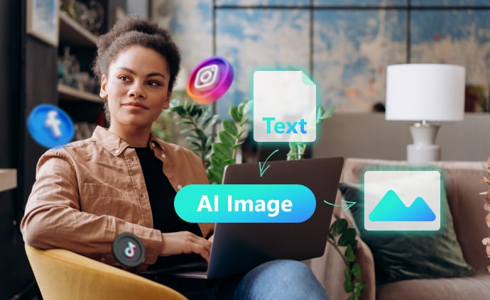 Influencer utiliza el generador de imagen con IA de Filmora 