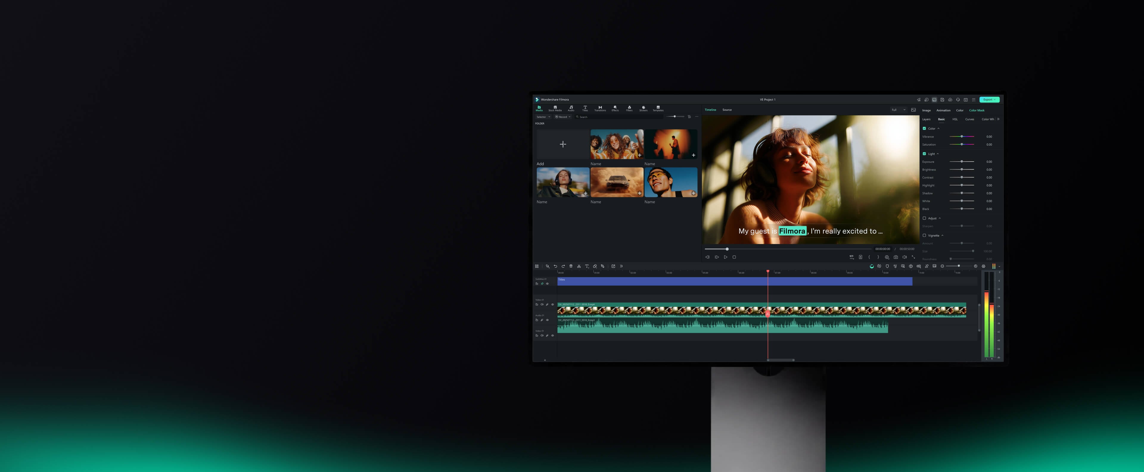 Filmora video editor interface for Windows PC