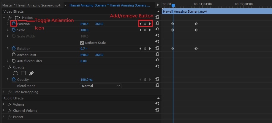 How to Add, Remove Keyframes and Change Values in Premiere Pro
