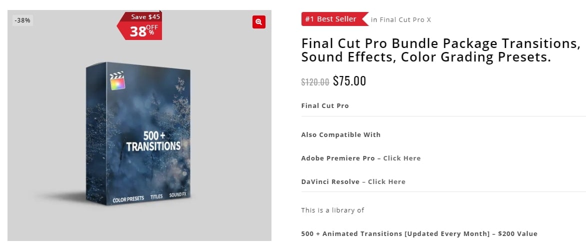 Transições de pacote de pacote Final Cut Pro