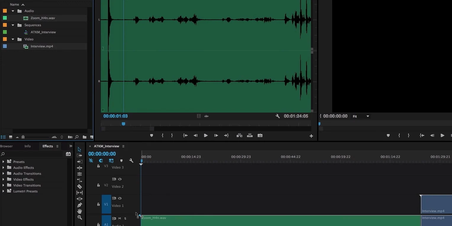 premiere pro sync audio and video